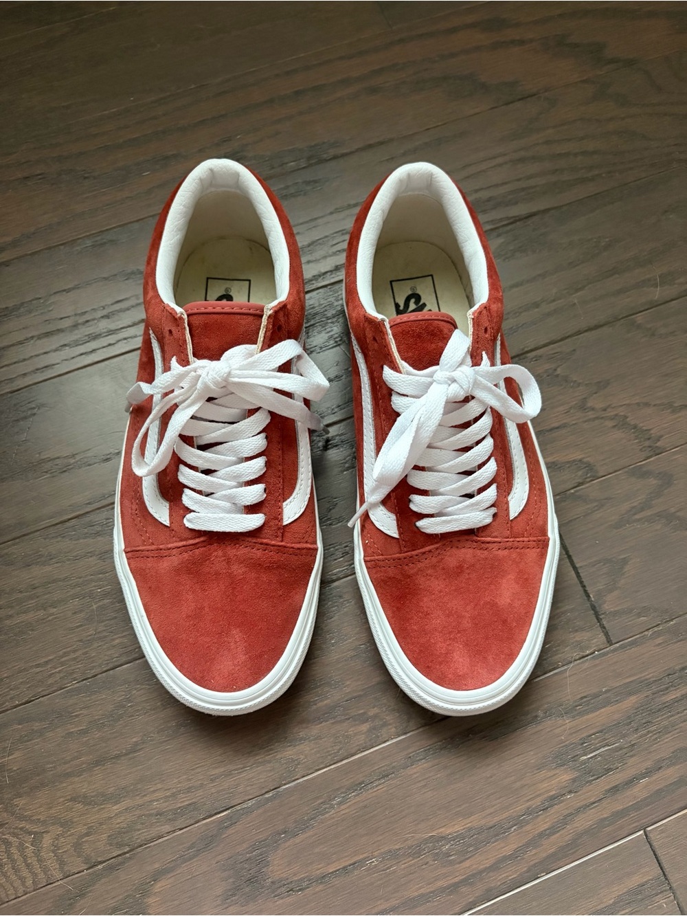 Vans Women's Suede Old Skool Sneakers in Rust / Burnt Orange with White Stripe